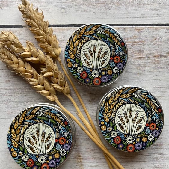 Storage tin harvest for buttons, stitch markers, beads, knitting and sewing