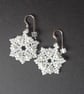 Beaded Pearl and Seed Bead Snowflake Earrings - Image 2