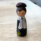 Marie Curie Handpainted Wooden Peg Doll - historical scientist