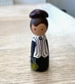 Marie Curie Handpainted Wooden Peg Doll - historical scientist