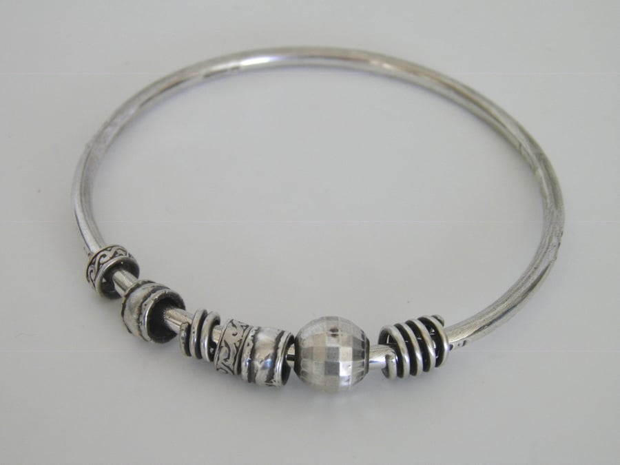 Sterling Silver Bead Bangle