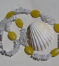SALE Clear Quartz & Yellow Jade Gemstone Chunky Statement Necklace "Daisy"