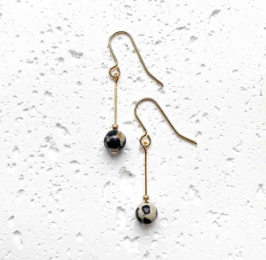Orion Drop Earrings - Dalmation Jasper