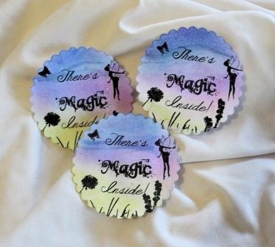There's MAGIC Inside Colourful Fairy Stickers,Labels, Envelope Seals - 10