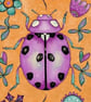 Ladybird Art Print: Folk-Art Botanical Insect Wall  (physical print) - Image 1