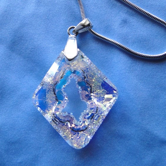Sparkly crystal pendant on sterling silver chain - rare Swarovski crystal