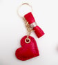 Handmade Red Leather Small Heart and Bow Keyring or Bag Charm - Image 3