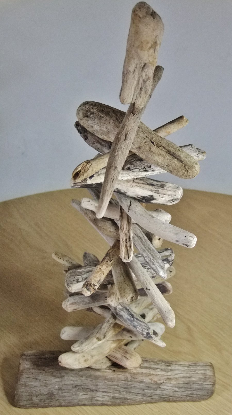 Driftwood tree decoration with natural driftwood from beaches in Cornwall.