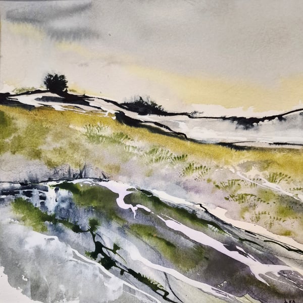 "Fields of silence"  is an original watercolour landscape