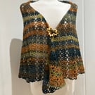 wool rich sock yarn in Autumn hues triangle lace shawl scarf