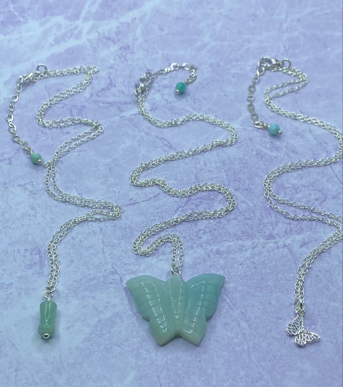 Set of 3 layered gemstone necklaces with amazonite charms