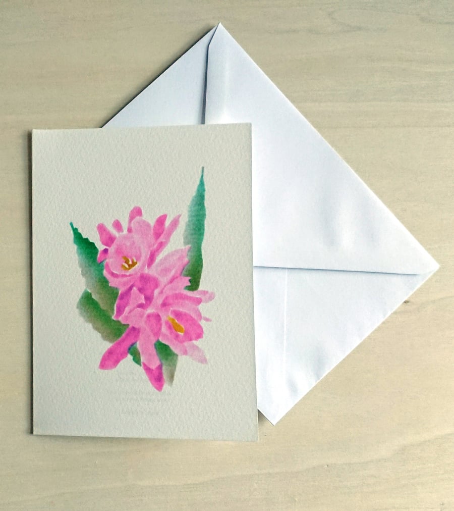 Christmas Cactus flower handmade  card