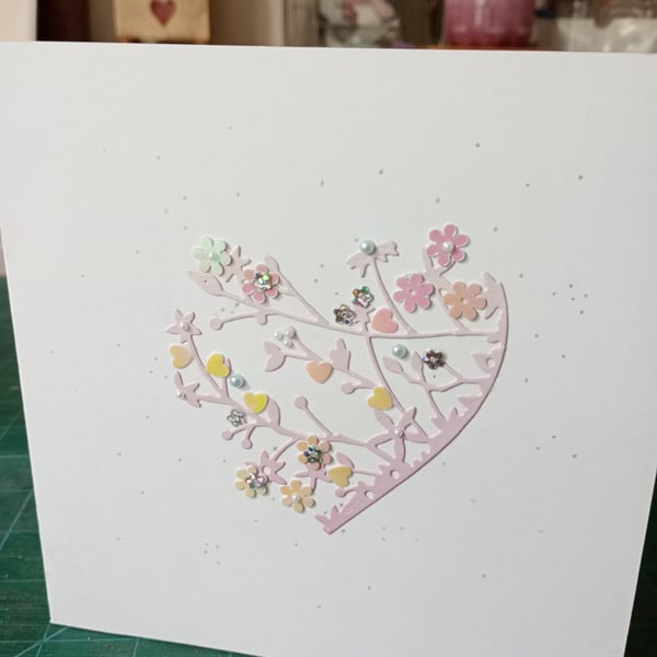 Pretty floral heart card