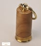 Reclaimed Oak and Hull 12 Bore Cartridge Keyring Recycled Wood Brass Detail - Image 3