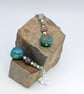 Artisan Teal Agate Dizi Agate & African Turqoise Earth  Drop Earrings 