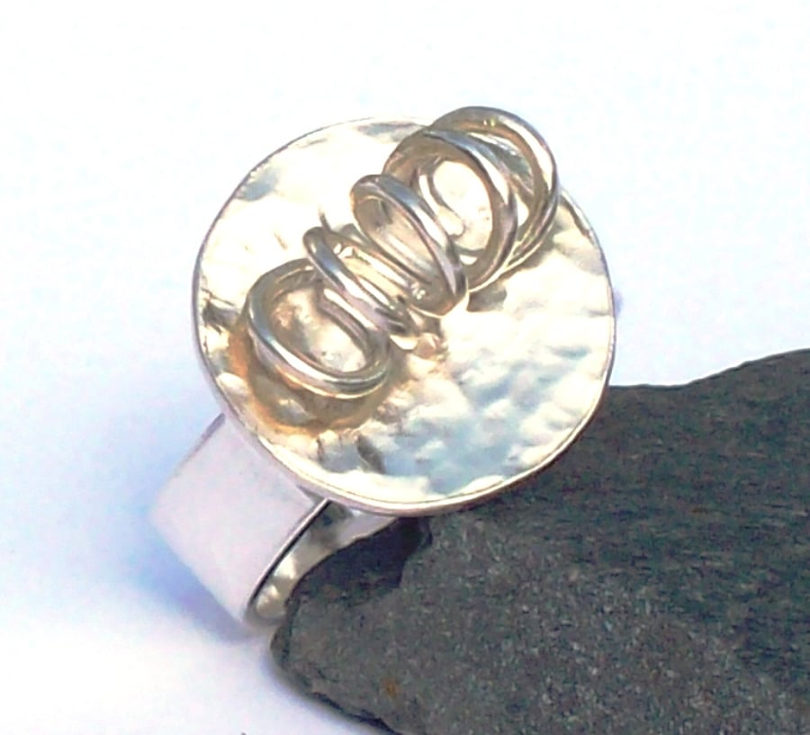 Dome ring Spring ring Sterling Silver Ring size O  Hallmarked