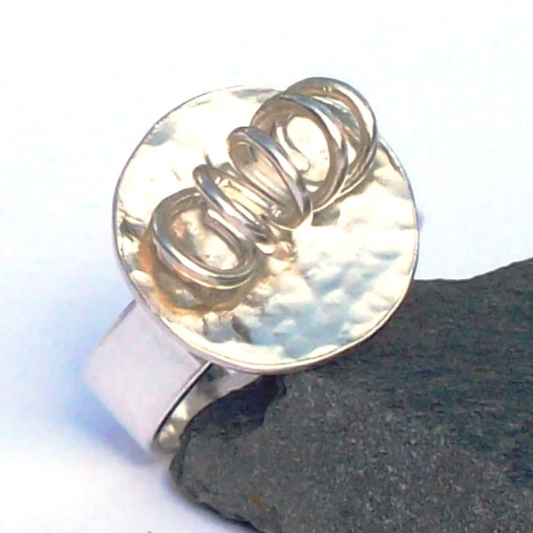 Dome ring Spring ring Sterling Silver Ring size O  Hallmarked