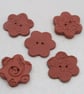 5 Mixed Terracotta Ceramic Flower Buttons - Image 1