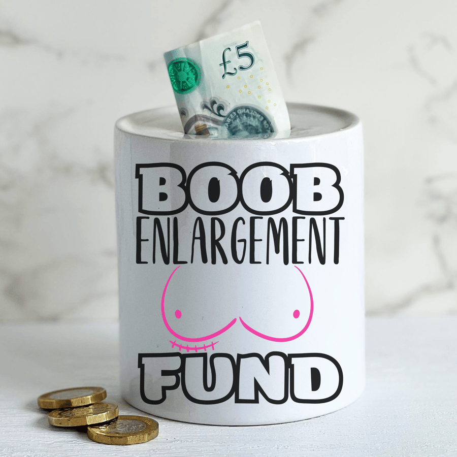 Ceramic Money Box - Novelty Present - Boob Reduction FUND