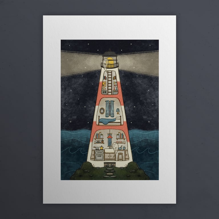 Haunted lighthouse, Ghosts of Summer, 90s nostalgia, A4 art print