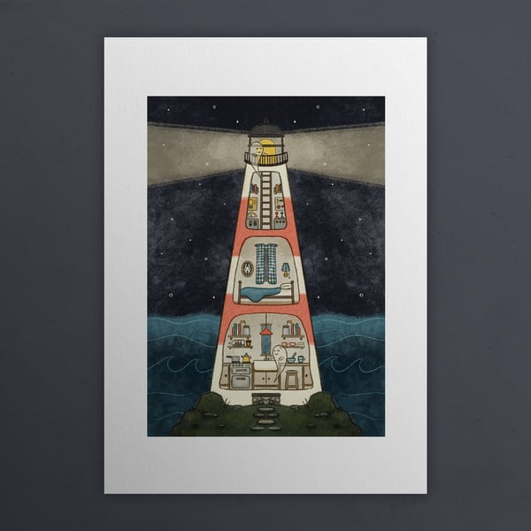 Haunted lighthouse, Ghosts of Summer, 90s nostalgia, A4 art print