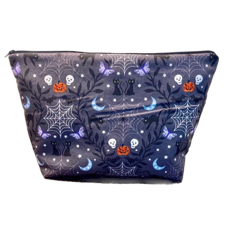 Cats and Cobwebs Large Project Bag (with Glow in the Dark elements)