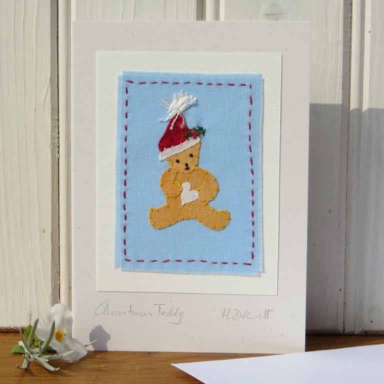 First Christmas! Handstitched miniature with embroidered details, a card to keep