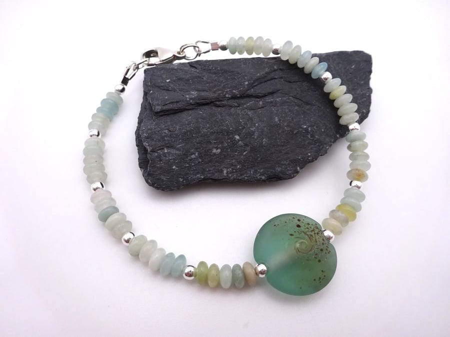 lampwork glass amazonite gemstone bracelet