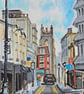 Quay Street original oil pastel landscape