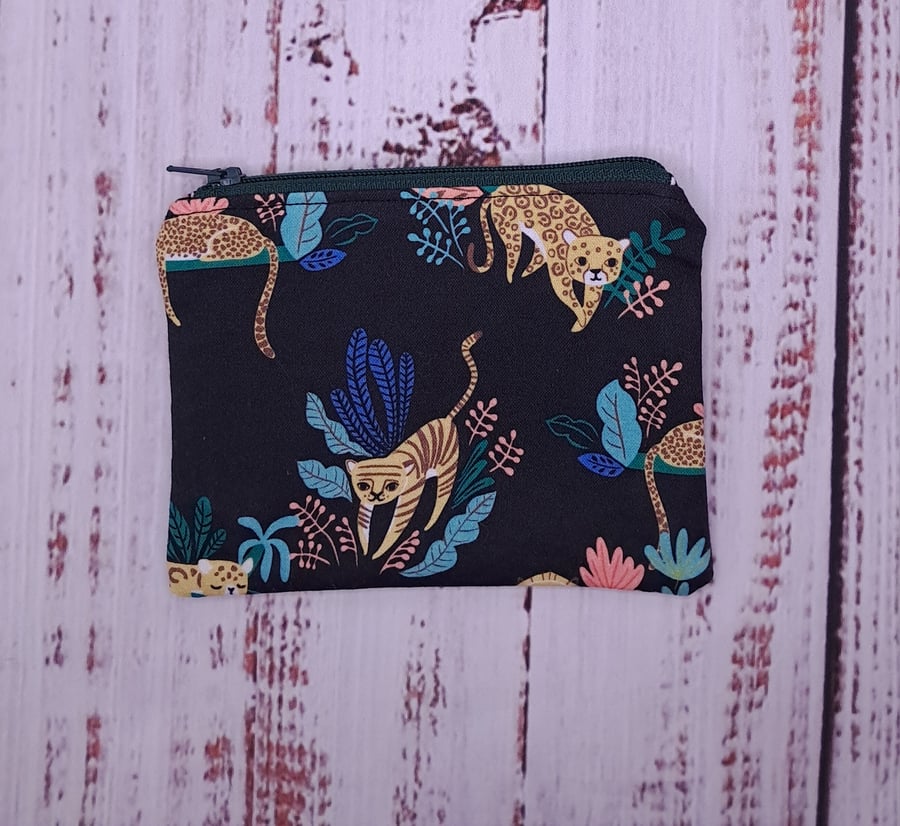 Exotic cats coin zip purse