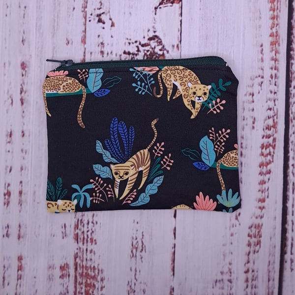Exotic cats coin zip purse