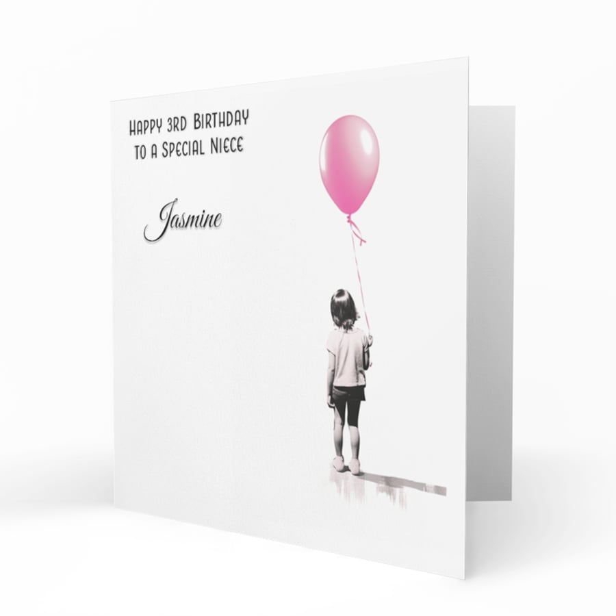 Personalised Birthday Card, Female, Little Girl, Banksy Style C192