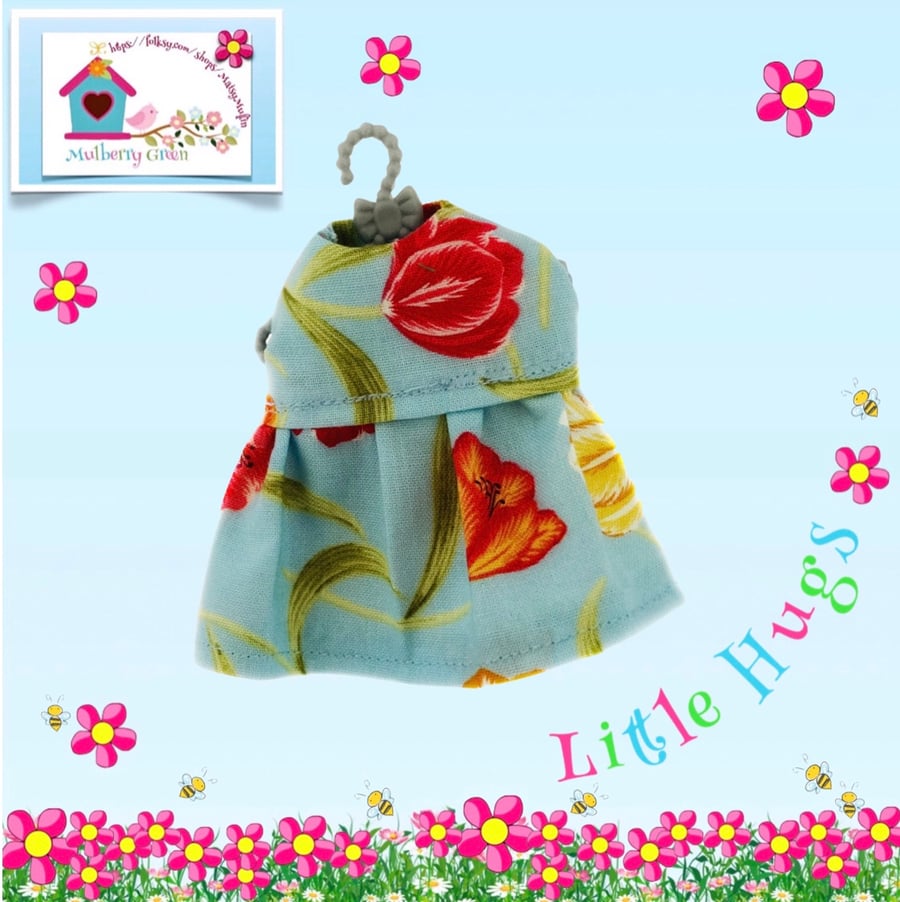 Reserved for Kat Sweet Summer Blooms Dress to fit the Little Hugs dolls