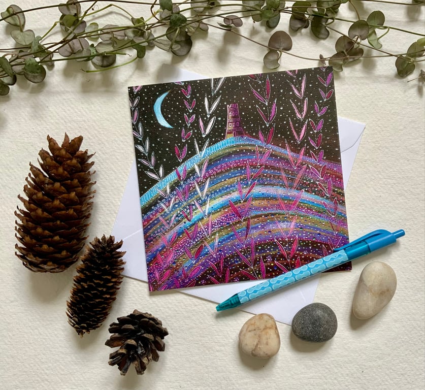 Magical Mystery Tor pink, blank greetings card 