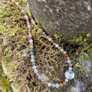 Indian Agate and sterling silver flower bead necklace