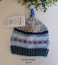 Designer Newborn Baby Knotted Fairisle Hat - Image 3