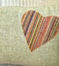 Tweed Appliqué Heart Scatter Cushion with Pad, Sage 46x30cm - Image 3
