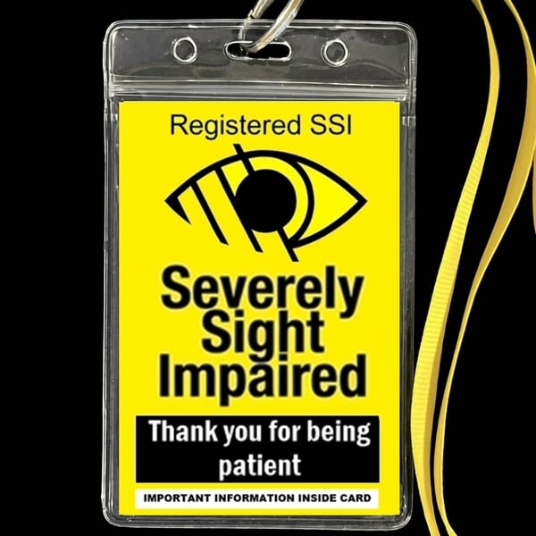 Severely Sight Impaired, Lanyard and Badge Holder., plus Medic form