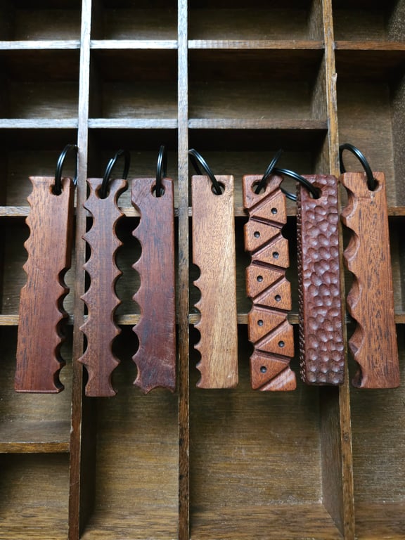 Parquet Art Teak & Mahogany Key Fobs 