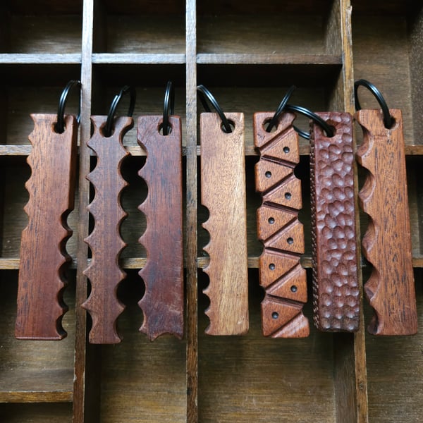 Parquet Art Teak & Mahogany Key Fobs 