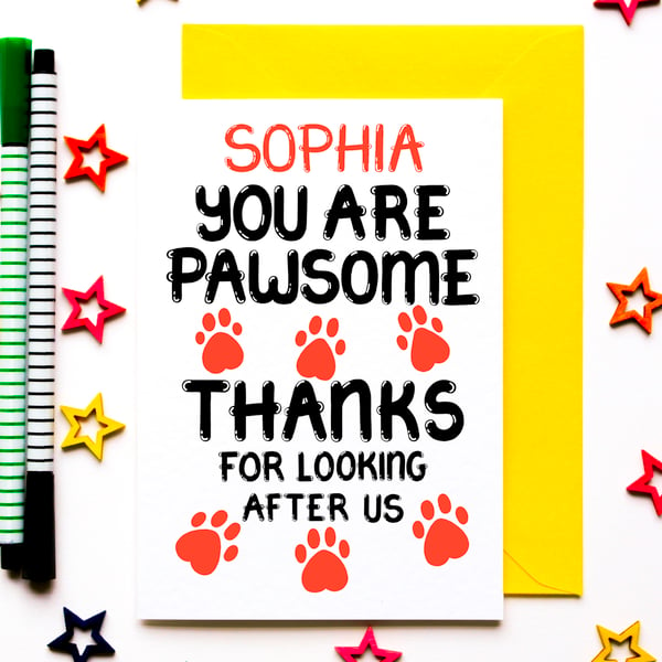 Personalised Thank You From Dogs, Cats, Pets For Pet Sitter, Kennels, Vet
