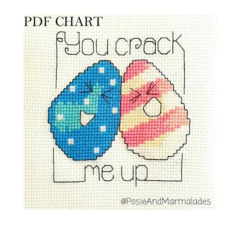 You crack me up Easter Egg theme cross stitch Instant digital Download PDF 