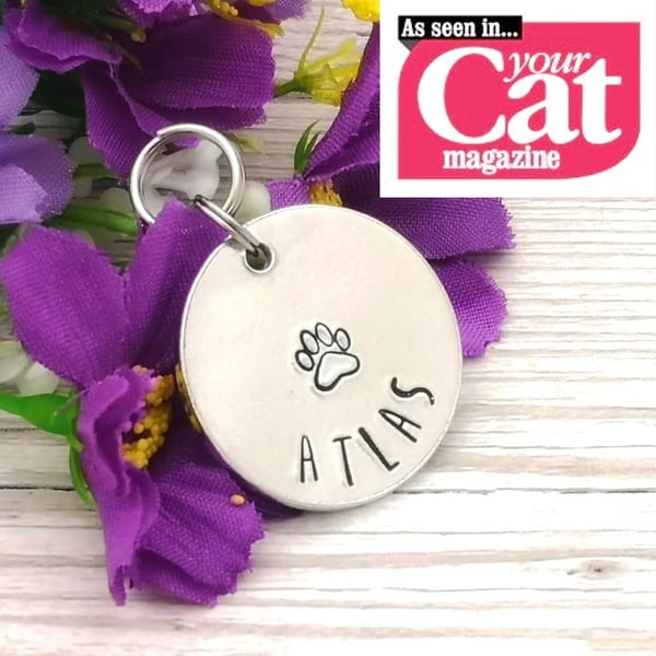Custom Pet ID Tag - Personalised Cat Tag - Dog Name Tag - Double Sided Pet Tag