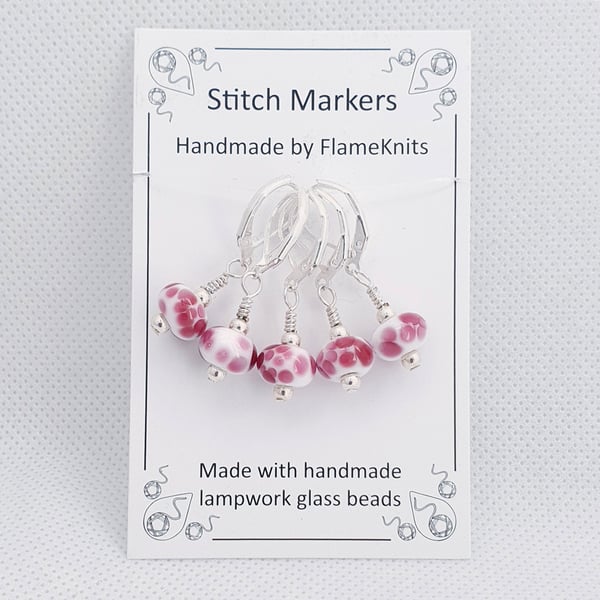 Lampwork Stitch Markers - Dusky Pink