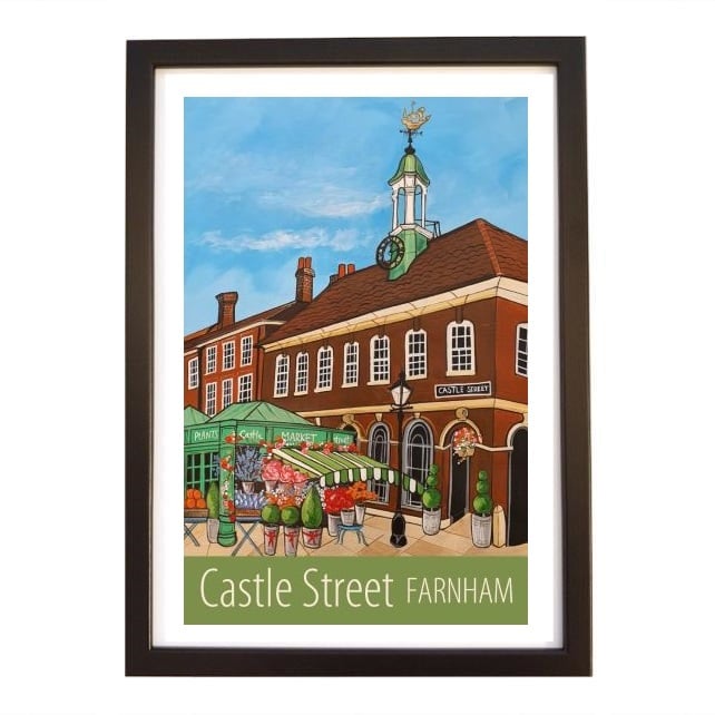 Farnham Castle Street travel poster print by Susie West