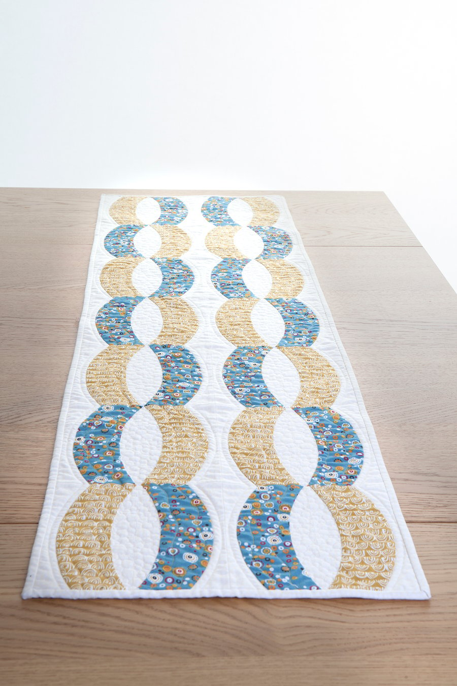 Quilted Gold Links Patchwork Table Runner