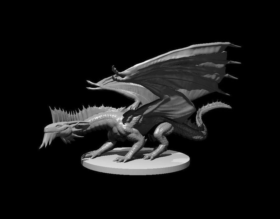 Young Silver Dragon - 3D Printed Resin DnD Pathfinder Figure Mini Miniature
