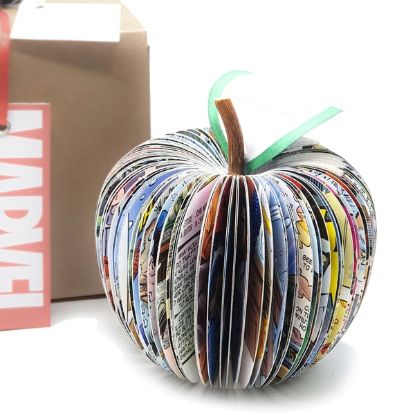 Personalised Superhero Apple – 4th Anniversary Gift Handmade From Comic Books
