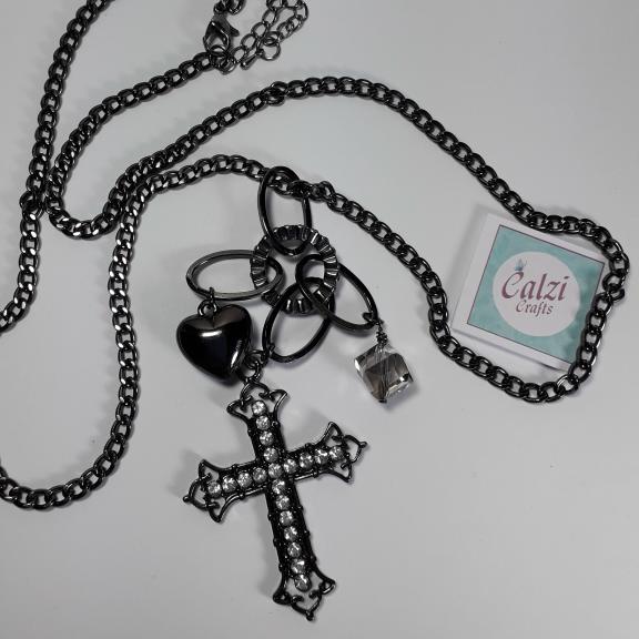 Upcycled Metal Cross Pendant Necklace