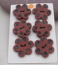 6 Black and Terracotta Flower Petal Buttons